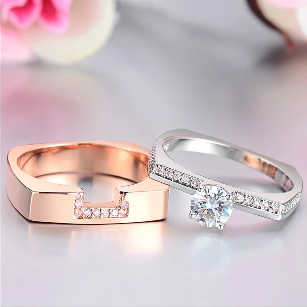 New Women’s Two Tone Beautiful Diamond Ring - Picture 3 of 3
